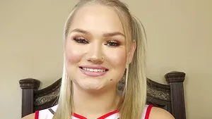 Naughty cheerleader Harley King drops her panties to be fucked