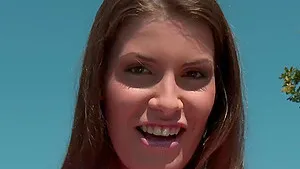 Outdoors solo video of skinny Ennie pleasuring her wet pussy