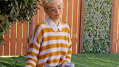 Short hair blonde Skye Blue with glasses fucked by a stranger