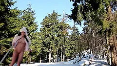 Adorable brunette Sapphira loves to be naked in the winter