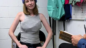 Messy facial for cute shoplifter Claire Roos after getting fucked