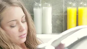 Skinny hottie Riley Reid gets her pussy licked and fucked in the bathroom