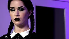 Horny lover bangs his goth girlfriend Evelyn Claire and cums on her face