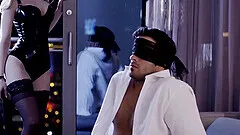 Blindfolded guy gets a surprise for his birthday: sex with Stella Cox