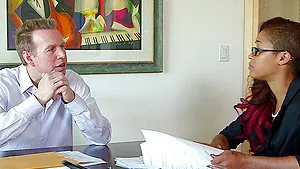 Flexible ebony chick Skin Diamond moans during interracial sex