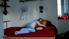 Horny young couple having rough sex after college