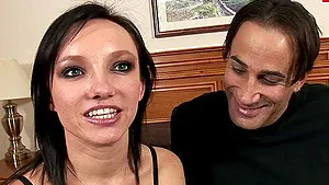 Skinny brunette  tits milf get big cock