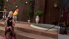 Outdoor lesbian sex by the pool - Paige Ashley and Cindy Behr