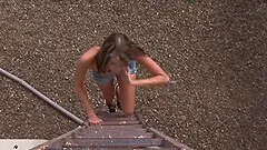 Outdoor threesome with double penetration for Jannyfer Sweet