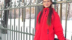 Skinny girlfriend Selena with glasses fucked passionately on the bed