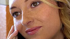 Close up video of blonde Charlotte Sins riding a huge manhood