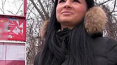 Brunette Russian girl Keira Foster fucked in the car for cash