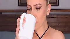 Gorgeous hottie babe with blonde hair and sexy body gets wild in front of her webcam