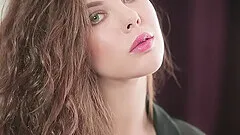 Model in high heels gets naked and plays with her good looking body