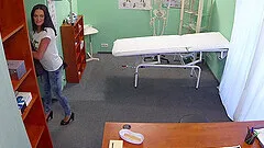 Amateur girl strips for her exam but her new doctor gets turned on