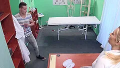 Nurse Bianca Fererro in a uniform empties her patient's balls