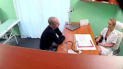 Slutty nurse Alexis loves to drain her patient's large balls