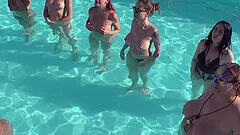 Crazy outdoor dick sucking party in the pool with sexy Malena