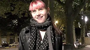 Skinny teen does her first porn casting