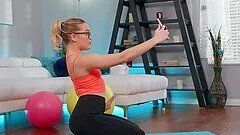 Katie Kush takes nude photos and gets fucked after the yoga session