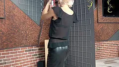 Mature blonde in sexy lingerie gets naked and pokes her cunt