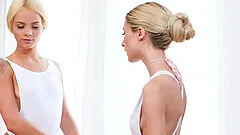 Petite blondes Piper Perri and Elsa Jean fucked by one lucky dude