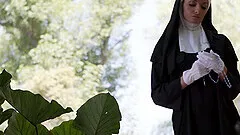 Silvia Saige dresses as a nun loves to eat cum from her lovers