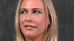 Sexy Angel Allwood destroys her shaved pussy with friend's sex toys