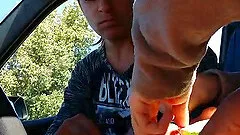 Sucked in a car for money