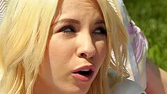 Outdoor blowjob and fucking on the floor with blonde Kenzie Reeves