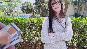 Shy girl with glasses gets fucked balls deep in doggy - Piper June