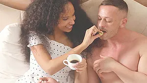 Interracial fucking with Romy riding a dick in cowgirl position