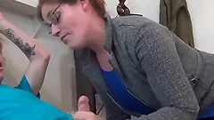 Stepmom catches stepson jerking