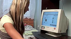 Russian amateur blonde Hana Poduskova fucking on the bed and facial