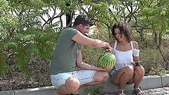 Adorable girlfriend Bunny Luv loves to have sex in the outdoors