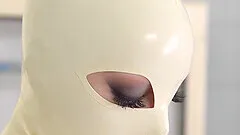 Costumed girl Latex Lucy masturbates using her fingers and sex toys