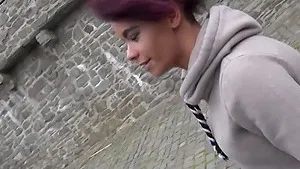 Stunning girlfriend giving a blowjob to her BF in public - Lara