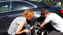 Standing doggy outside after amazing blowjob is erotic wish of a girl