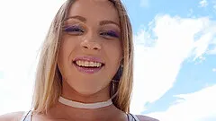 Outdoor jumping on a penis is memorable experience for Angel Emily