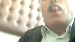 Nice daddy masturbates on the couch in front of the camera