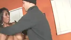 Huge tits ebony babe deepthroats big black cock