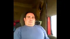 Old Hairy Trucker Jerking Cock In Car Cabin