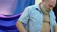 Old bear daddy fuck young blonde friend in mouth