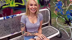 german skinny blonde teen public pick up POV