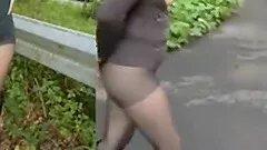 Beauty walks down the street Waiting for live cocks