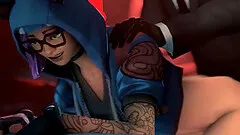 Naughty Fortnite teens with glasses sucking dick and deepthroating them