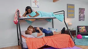 Interracial fucking in the bedroom with horny ebony Nicole Kitt