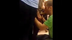 Group fun when masturbating in a public restroom