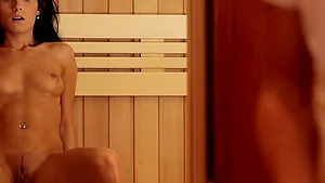 Hardcore fucking outside the sauna with irresistible Mindy