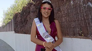 Miss universe Kitty Love gives a blowjob and gets fucked in outdoors